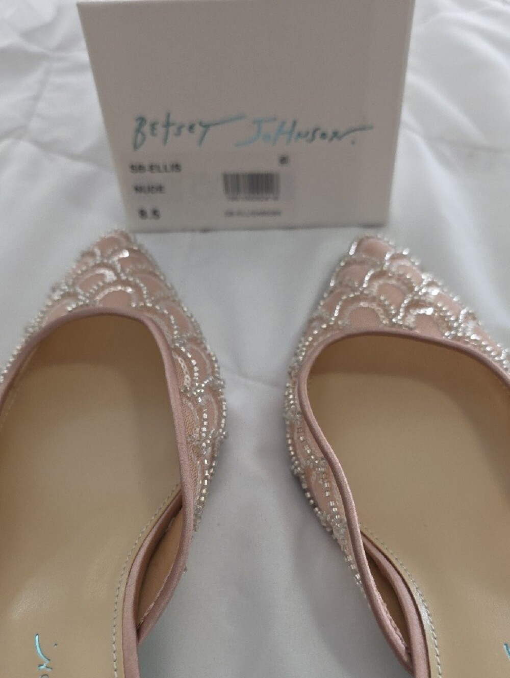 Betsey Johnson Nude Sequin Pointed Slip-On Mules - Picture 2 of 7